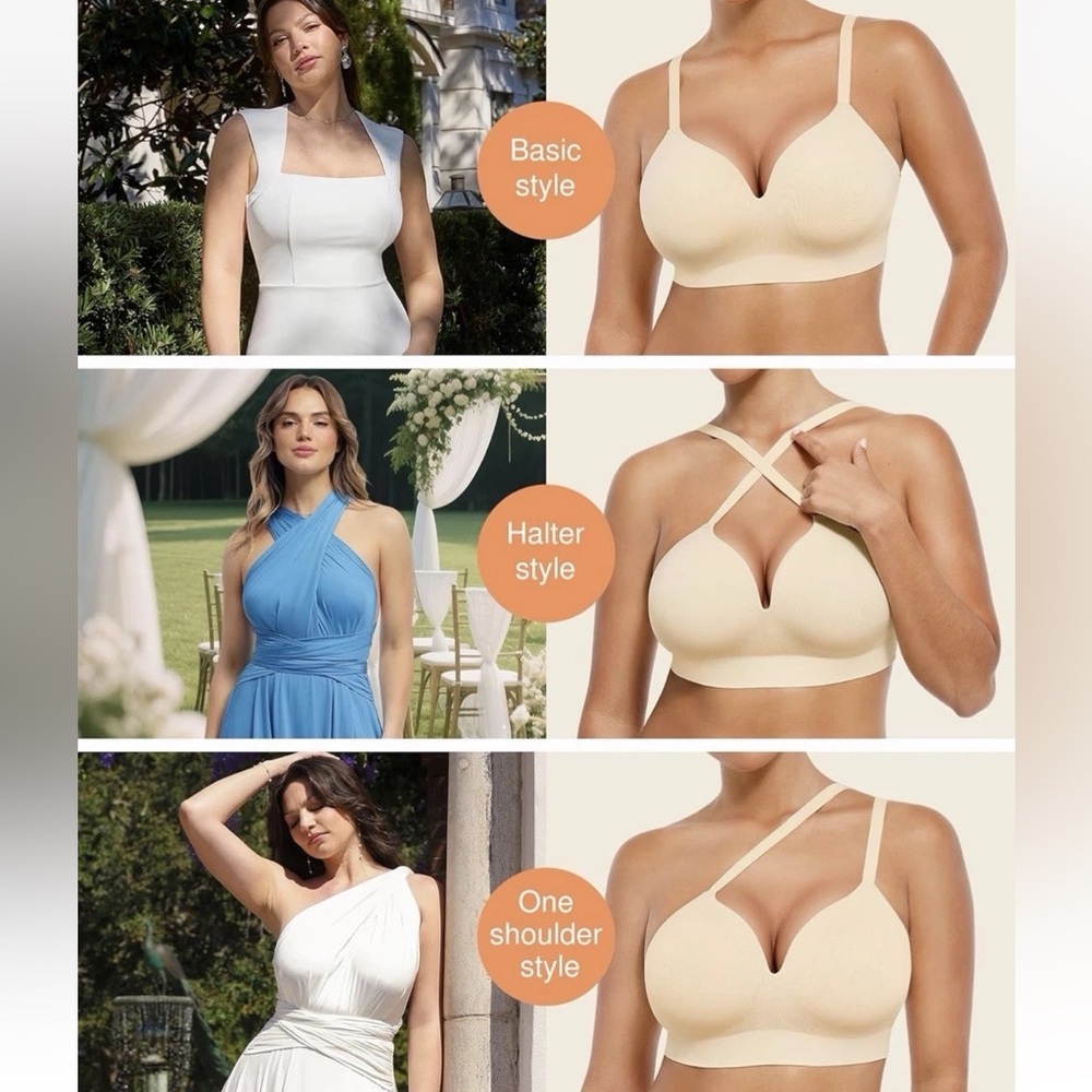 Popilush Bra Size Large No Underwire Push-up T-shirt Bralette Full Coverage NEW - Picture 3 of 9